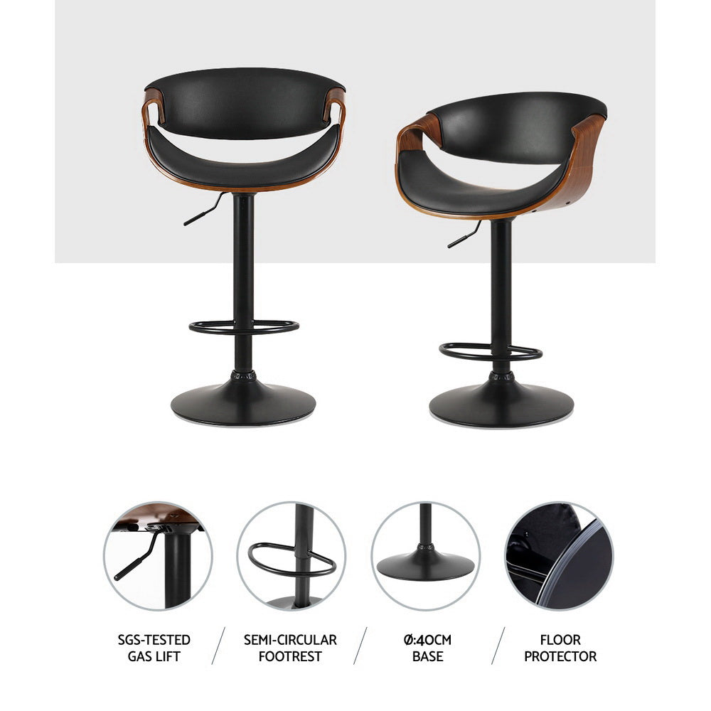 Artiss Bar Stools Gas Lift Leather w/Armrest Chez Guru