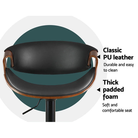 Artiss Bar Stools Gas Lift Leather w/Armrest Chez Guru