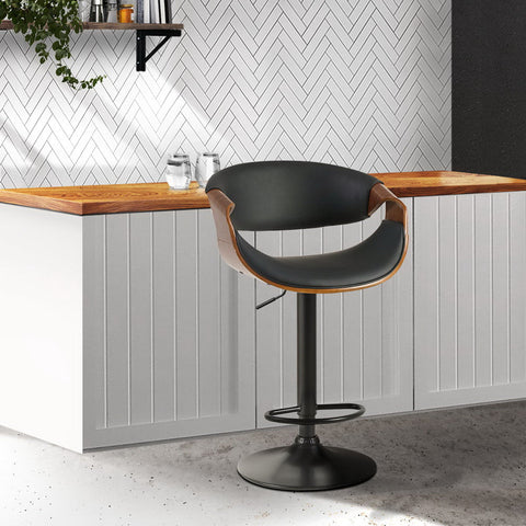 Artiss Bar Stools Gas Lift Leather w/Armrest Chez Guru