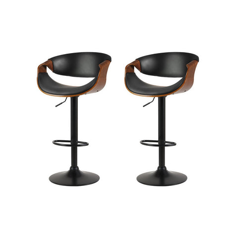 Artiss 2x Bar Stools Gas Lift Leather w/Armrest Chez Guru