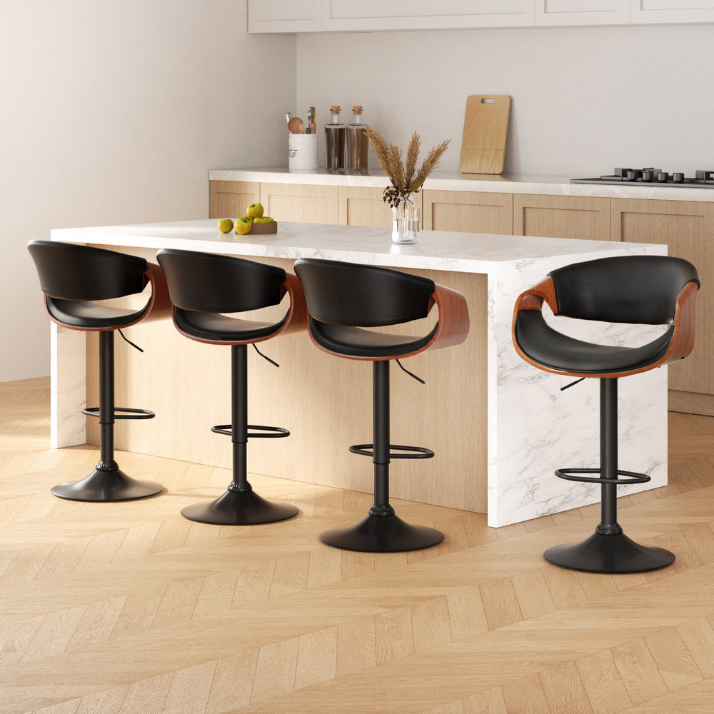 Artiss 4x Bar Stools Gas Lift Leather w/Armrest Chez Guru