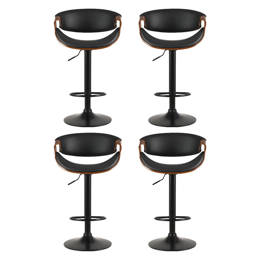 Artiss 4x Bar Stools Gas Lift Leather w/Armrest Chez Guru