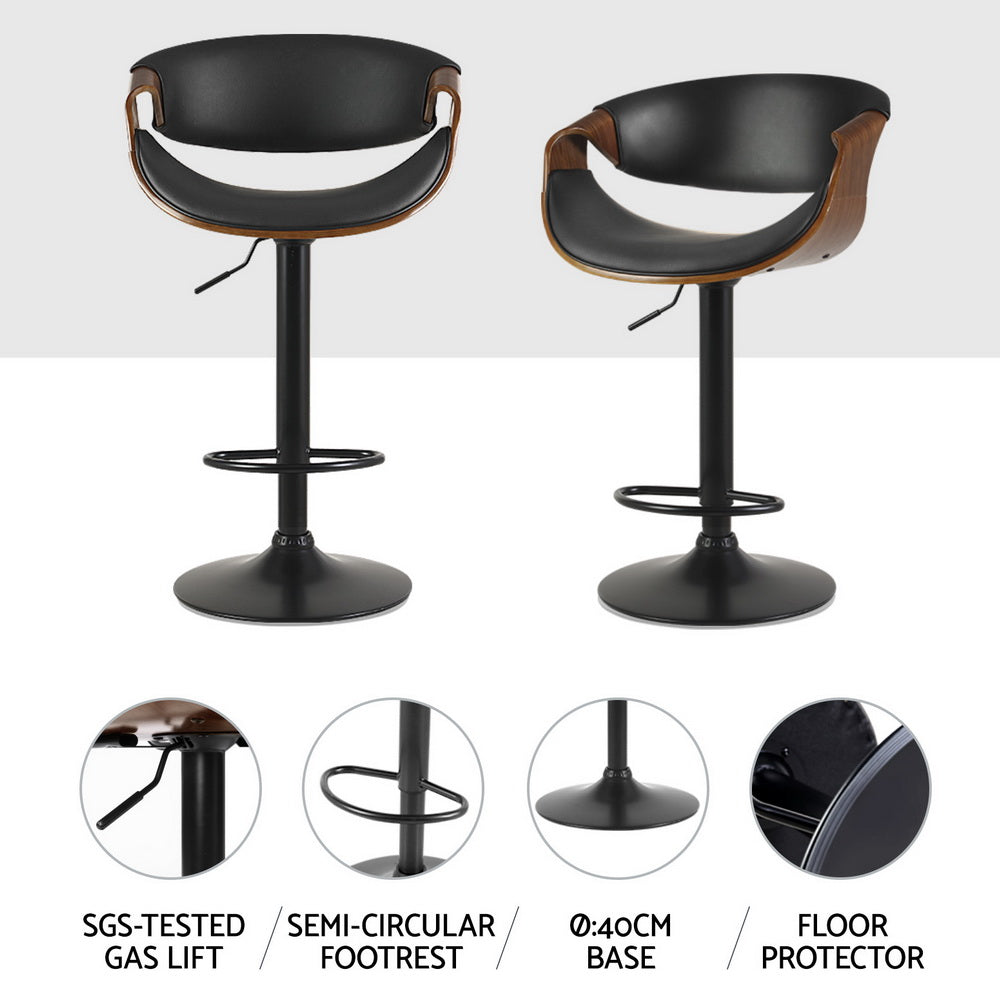 Artiss 4x Bar Stools Gas Lift Leather w/Armrest Chez Guru