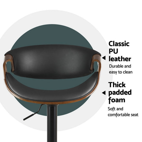 Artiss 4x Bar Stools Gas Lift Leather w/Armrest Chez Guru