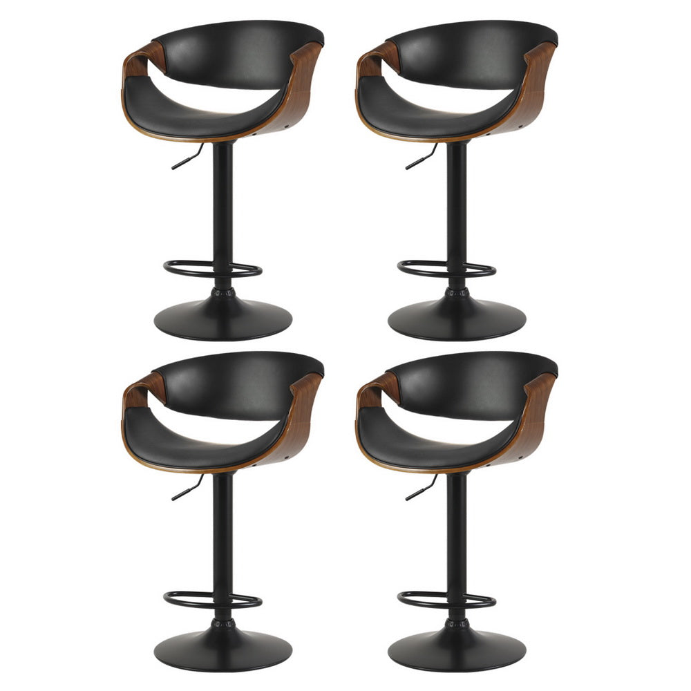 Artiss 4x Bar Stools Gas Lift Leather w/Armrest Chez Guru