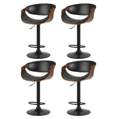 Artiss 4x Bar Stools Gas Lift Leather w/Armrest Chez Guru