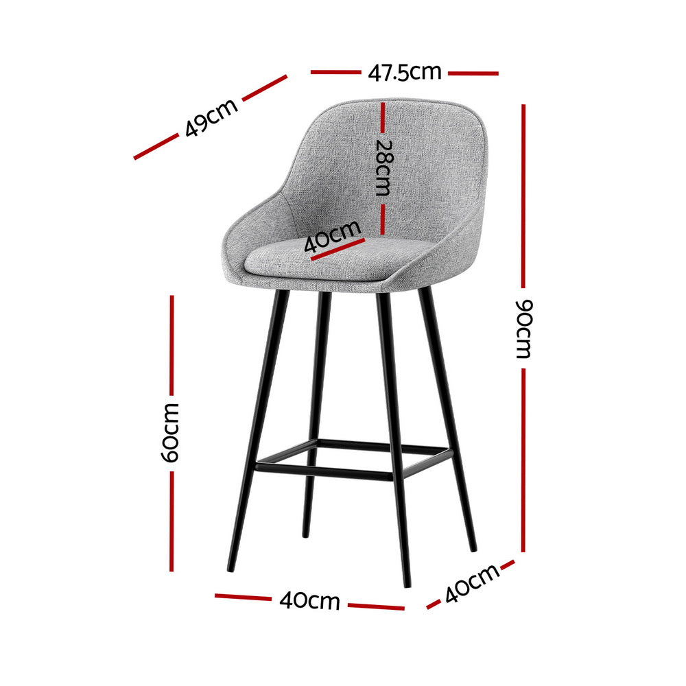 Artiss 2x Bar Stools Upholstered Stool Counter Seat Kitchen Dining Chairs Chez Guru