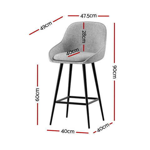 Artiss 2x Bar Stools Upholstered Stool Counter Seat Kitchen Dining Chairs Chez Guru