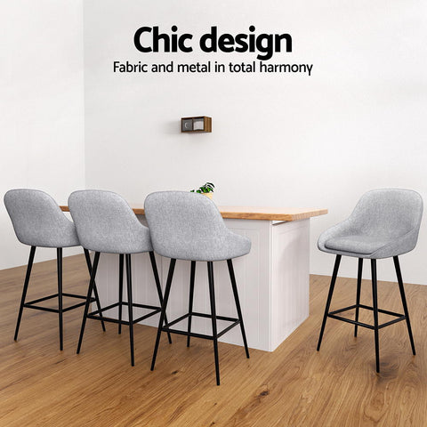Artiss 4x Bar Stools Upholstered Stool Counter Seat Kitchen Dining Chairs Chez Guru