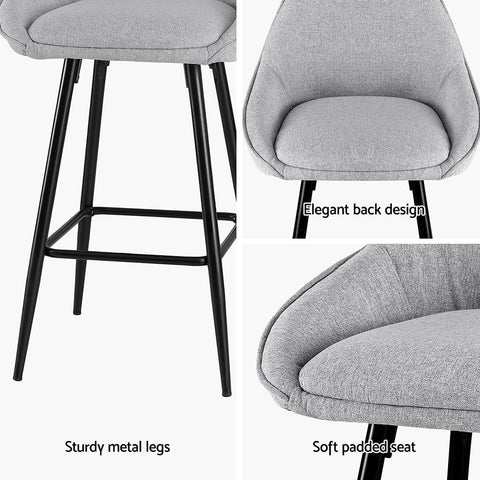Artiss 4x Bar Stools Upholstered Stool Counter Seat Kitchen Dining Chairs Chez Guru