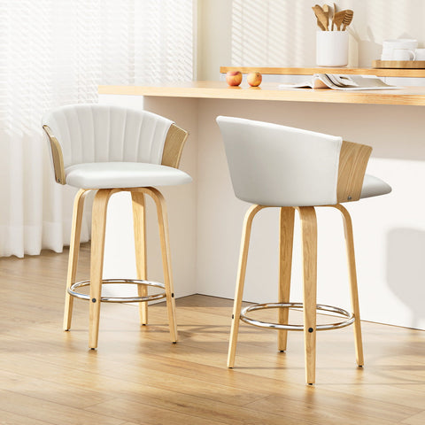 Artiss Bar Stools Kitchen Leather Barstools Swivel Counter Chairs x2 Chez Guru