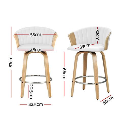 Artiss 4x Bar Stools Swivel Leather Chairs Wooden Chez Guru