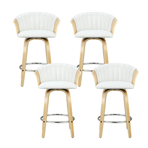 Artiss 4x Bar Stools Swivel Leather Chairs Wooden Chez Guru