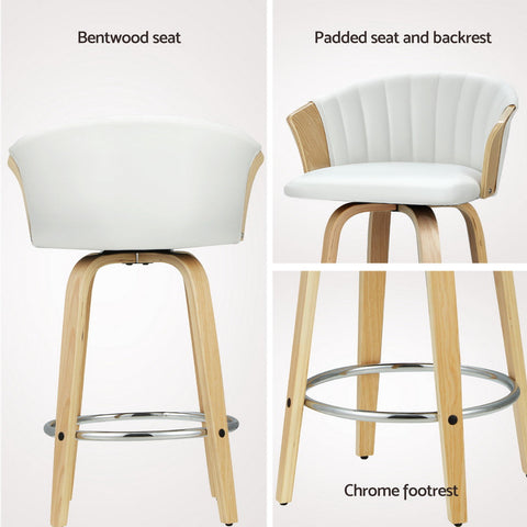 Artiss 4x Bar Stools Swivel Leather Chairs Wooden Chez Guru