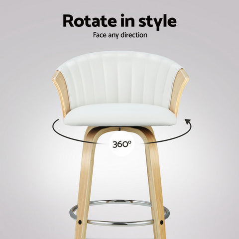 Artiss 4x Bar Stools Swivel Leather Chairs Wooden Chez Guru