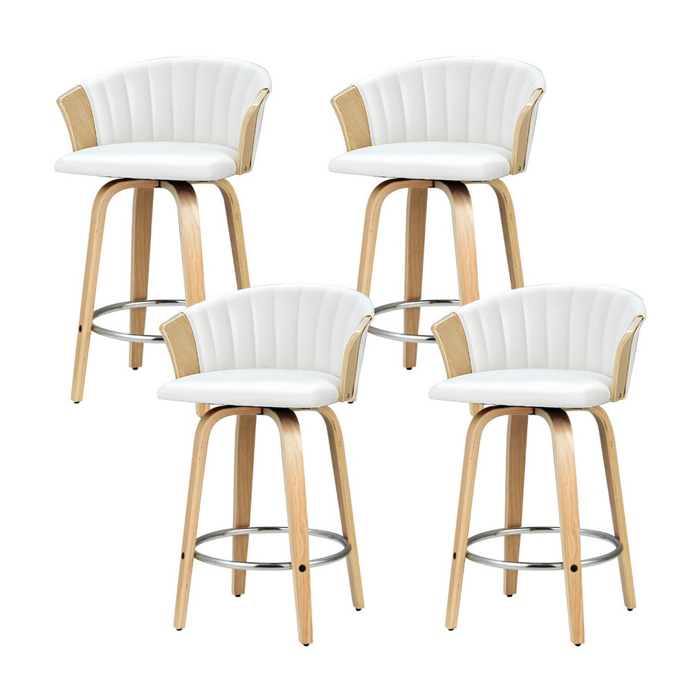 Artiss 4x Bar Stools Swivel Leather Chairs Wooden Chez Guru