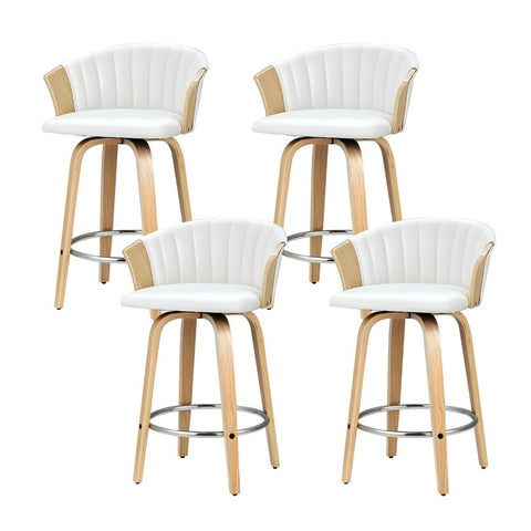 Artiss 4x Bar Stools Swivel Leather Chairs Wooden Chez Guru
