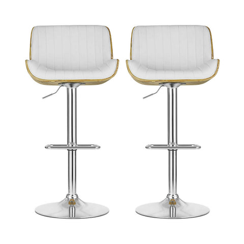 Artiss 2x Bar Stools Adjustable Leather Chairs