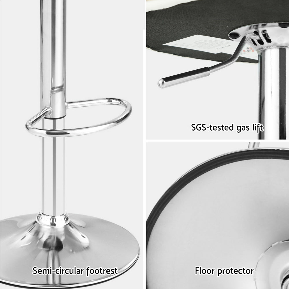 Artiss 4x Bar Stools Adjustable Leather Padded White Chez Guru