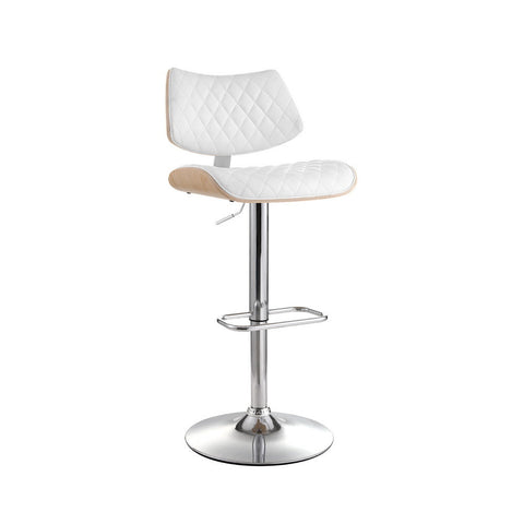 Artiss Bar Stools Kitchen Dining Chairs Gas Lift Stool Wooden Leather White Chez Guru