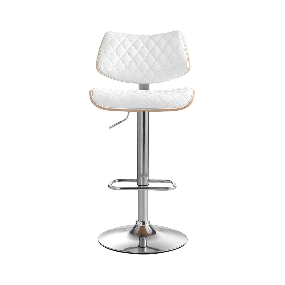 Artiss Bar Stools Kitchen Dining Chairs Gas Lift Stool Wooden Leather White Chez Guru