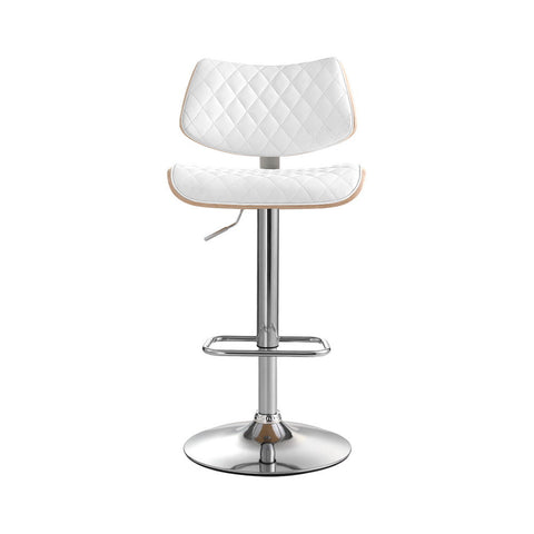 Artiss Bar Stools Kitchen Dining Chairs Gas Lift Stool Wooden Leather White Chez Guru