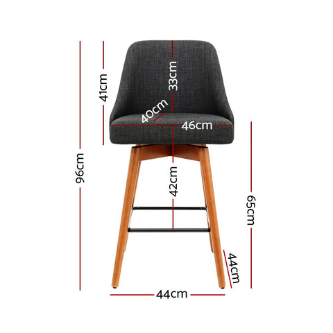 Artiss 2x Bar Stools Swivel Seat Wooden Charcoal Chez Guru