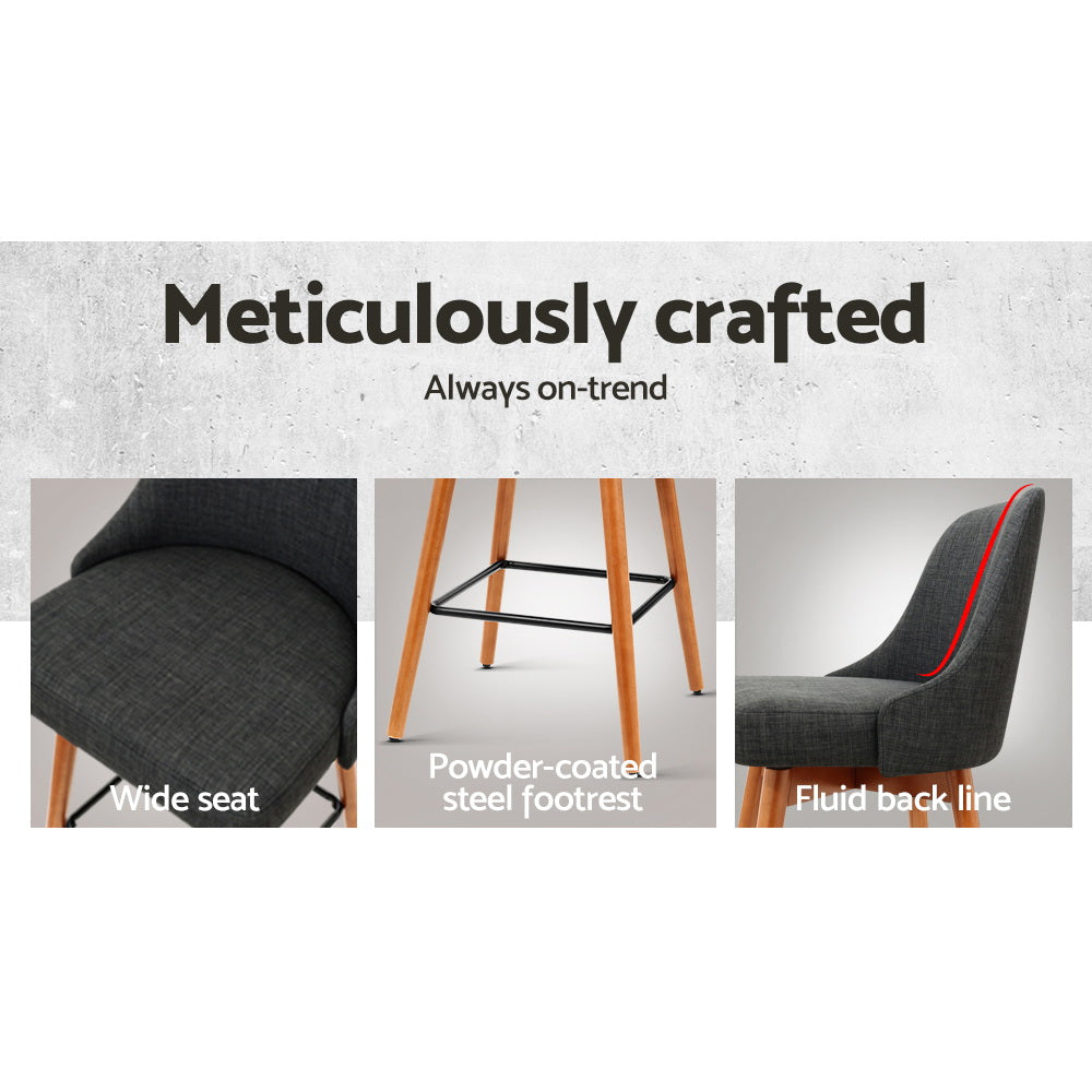 Artiss 2x Bar Stools Swivel Seat Wooden Charcoal Chez Guru
