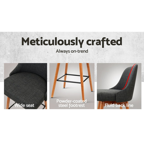 Artiss 2x Bar Stools Swivel Seat Wooden Charcoal Chez Guru