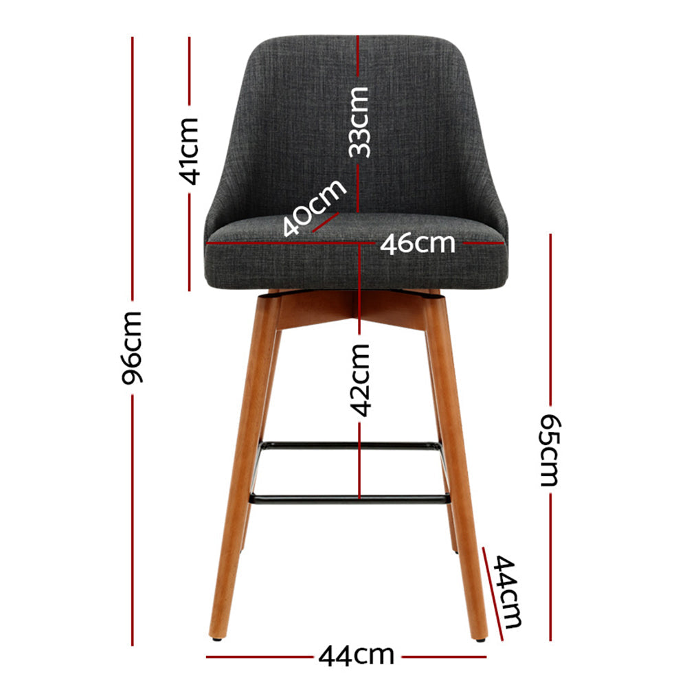 Artiss 4x Bar Stools Swivel Seat Wooden Charcoal Chez Guru