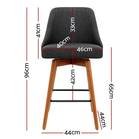 Artiss 4x Bar Stools Swivel Seat Wooden Charcoal Chez Guru
