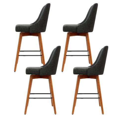 Artiss 4x Bar Stools Swivel Seat Wooden Charcoal Chez Guru