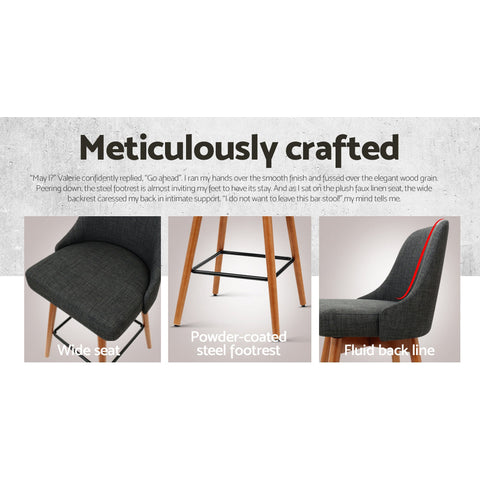 Artiss 4x Bar Stools Swivel Seat Wooden Charcoal Chez Guru