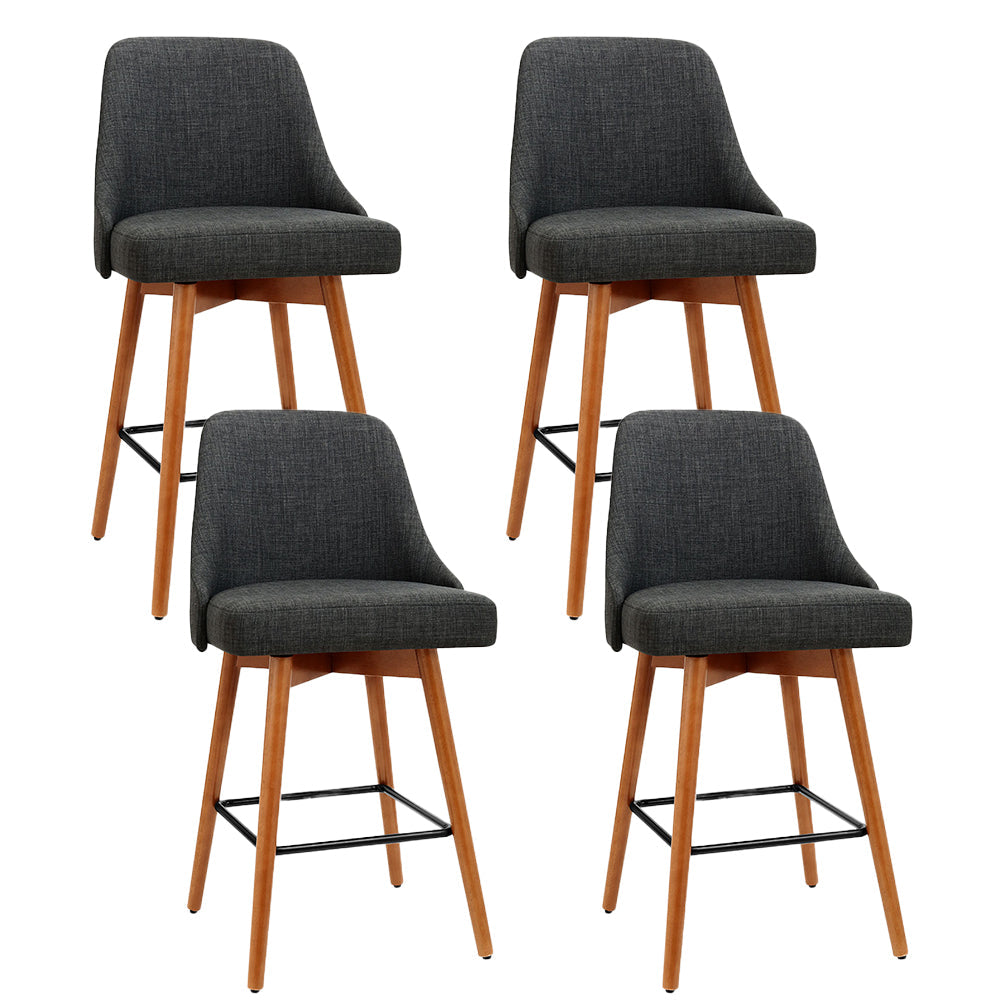 Artiss 4x Bar Stools Swivel Seat Wooden Charcoal Chez Guru