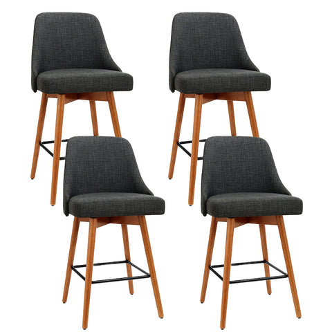 Artiss 4x Bar Stools Swivel Seat Wooden Charcoal Chez Guru