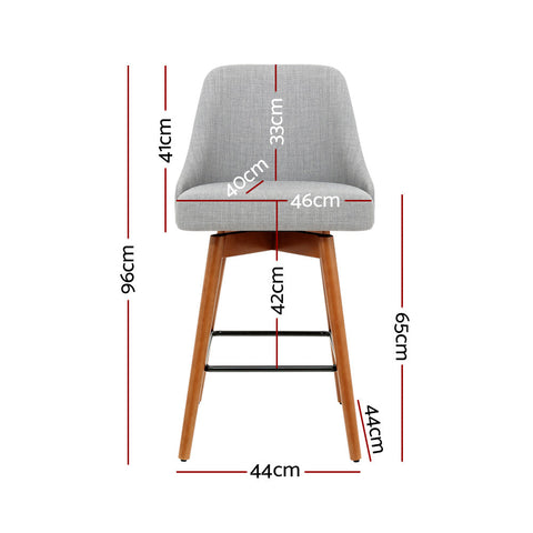 Artiss 2x Bar Stools Swivel Seat Wooden Grey Chez Guru