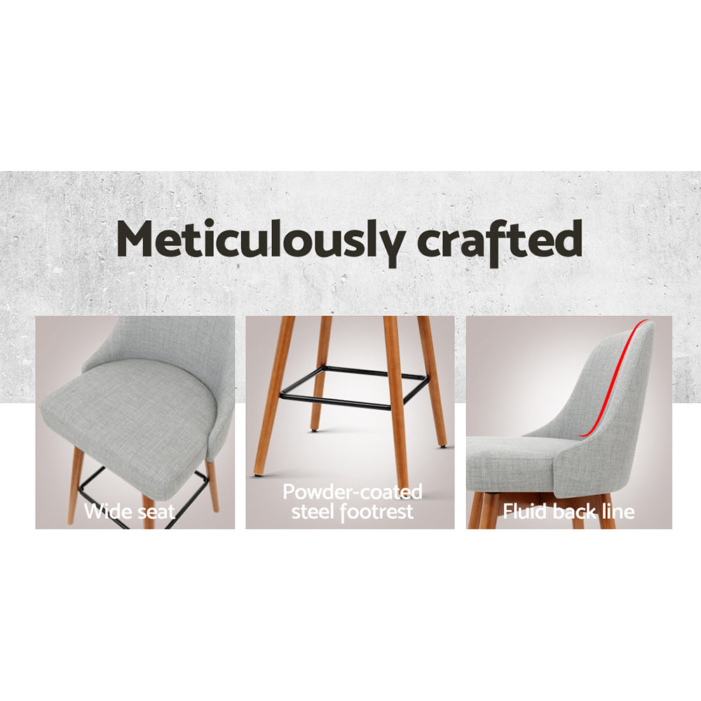 Artiss 2x Bar Stools Swivel Seat Wooden Grey Chez Guru