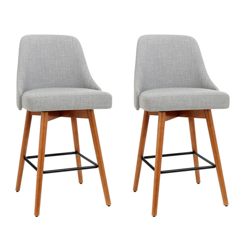 Artiss 2x Bar Stools Swivel Seat Wooden Grey Chez Guru