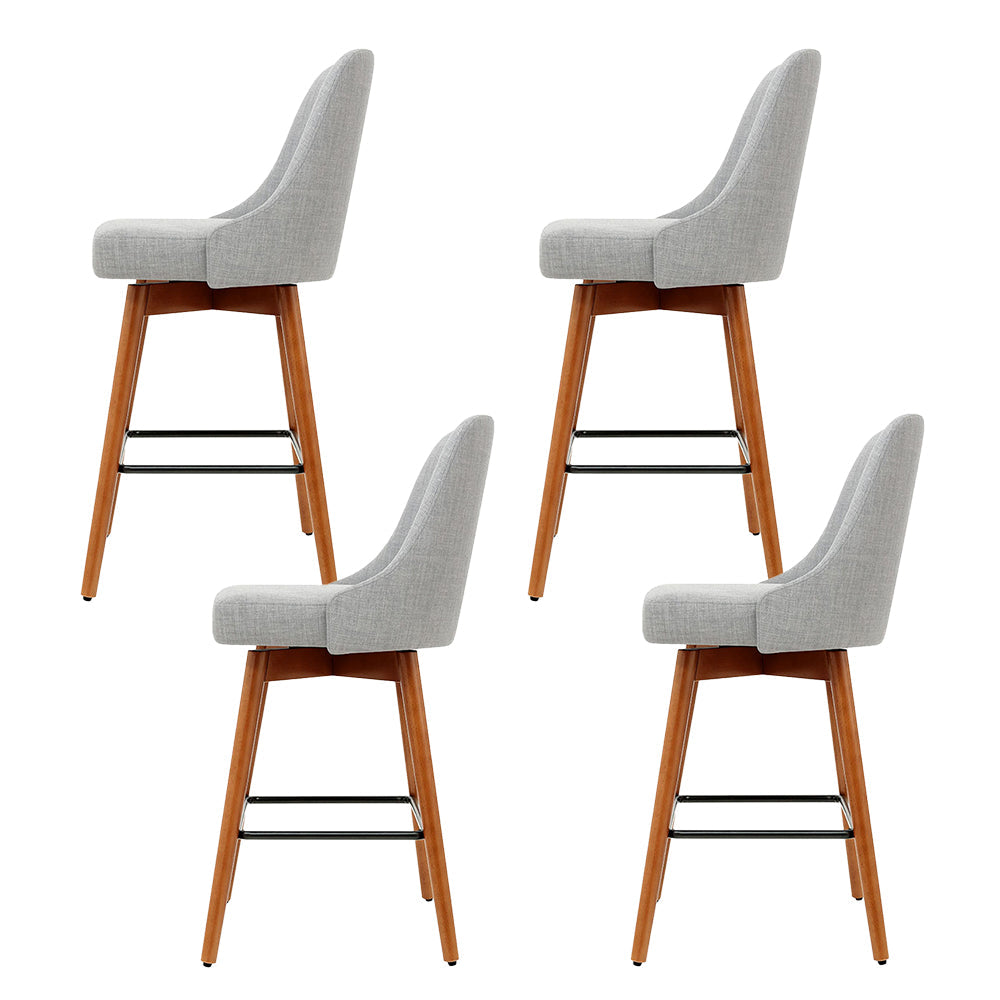 Artiss 4x Bar Stools Swivel Seat Wooden Grey Chez Guru