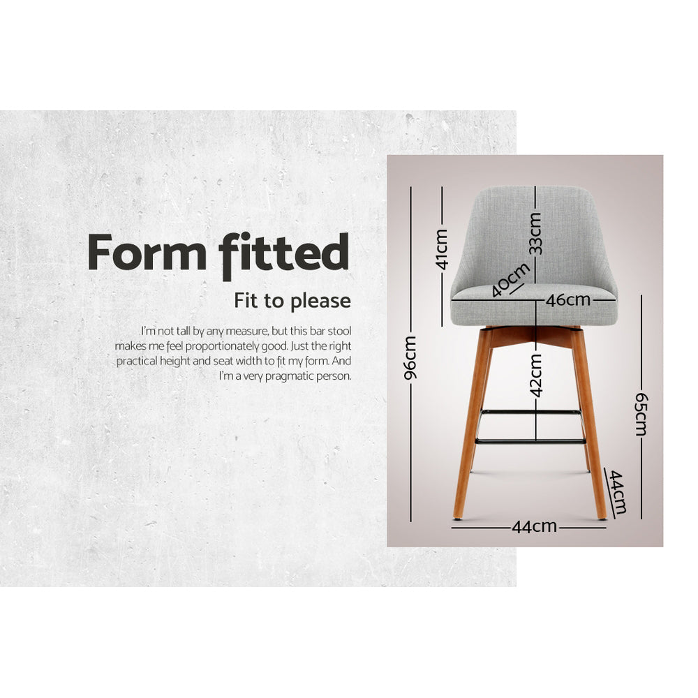 Artiss 4x Bar Stools Swivel Seat Wooden Grey Chez Guru