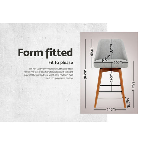 Artiss 4x Bar Stools Swivel Seat Wooden Grey Chez Guru