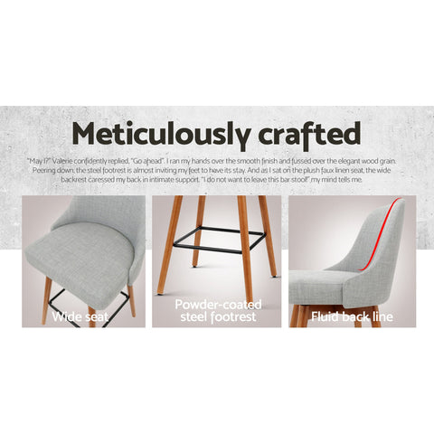 Artiss 4x Bar Stools Swivel Seat Wooden Grey Chez Guru