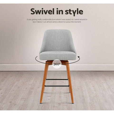 Artiss 4x Bar Stools Swivel Seat Wooden Grey Chez Guru