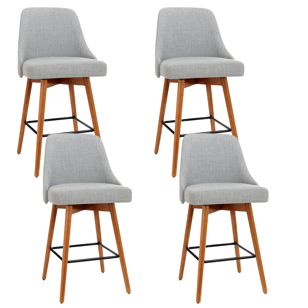 Artiss 4x Bar Stools Swivel Seat Wooden Grey Chez Guru