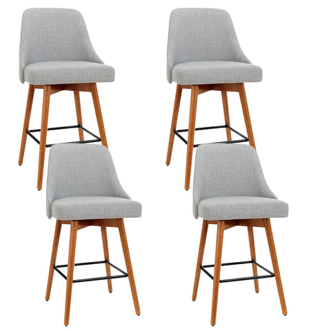 Artiss 4x Bar Stools Swivel Seat Wooden Grey Chez Guru