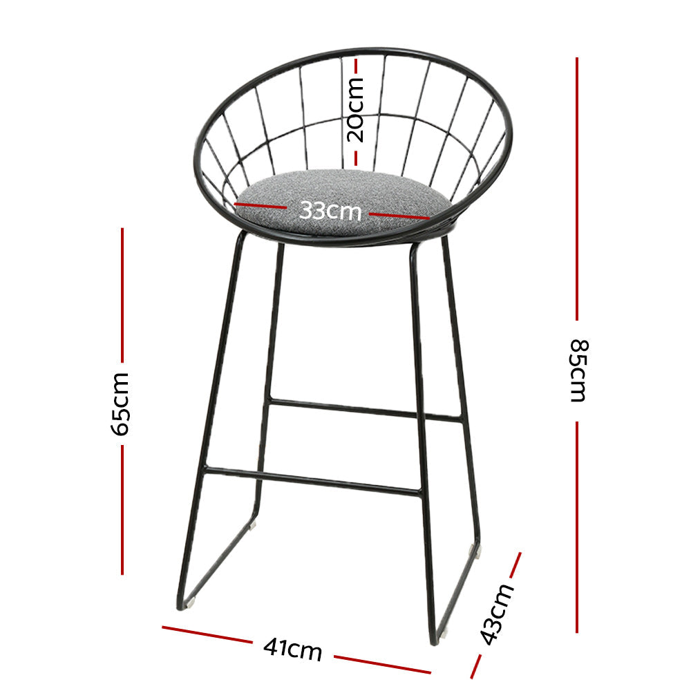 Artiss 2x Bar Stools Padded Seat Metal Chez Guru