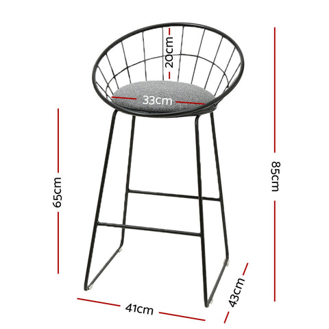 Artiss 2x Bar Stools Padded Seat Metal Chez Guru