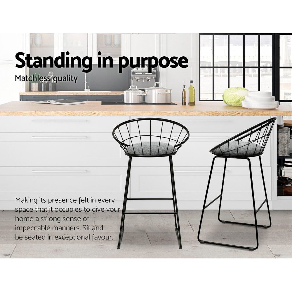 Artiss 2x Bar Stools Padded Seat Metal Chez Guru