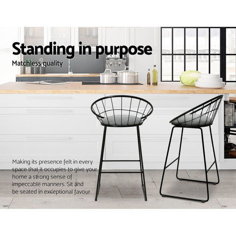 Artiss 2x Bar Stools Padded Seat Metal Chez Guru