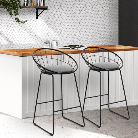 Artiss 2x Bar Stools Padded Seat Metal Chez Guru